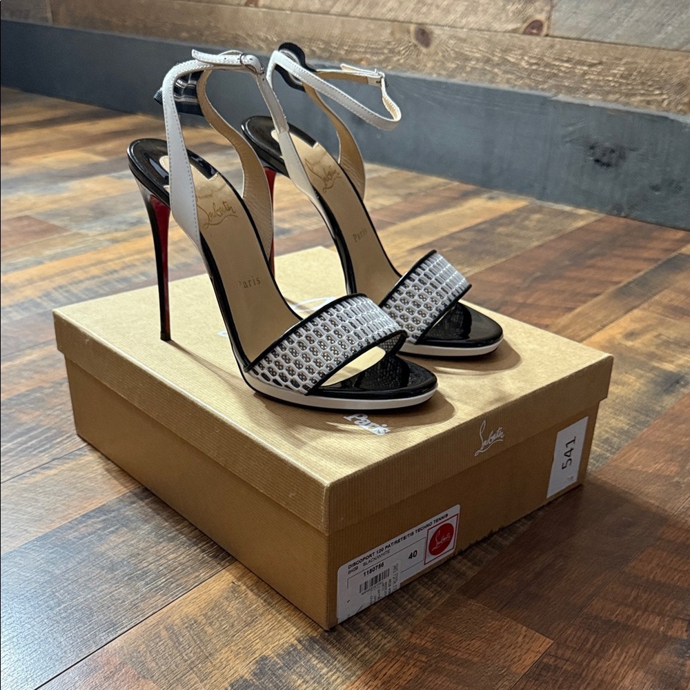 Christian Louboutin Discoport 120 Mesh & Patent Sandals - Size 40